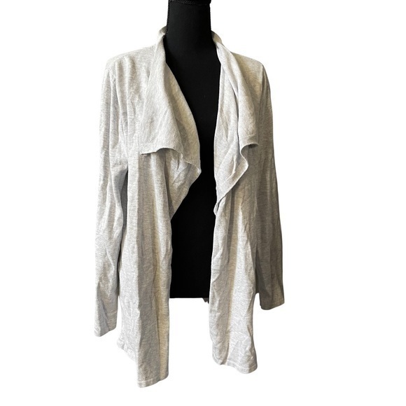 J.Jill draped front cardigan heather gray sweater Large GG - Picture 1 of 2